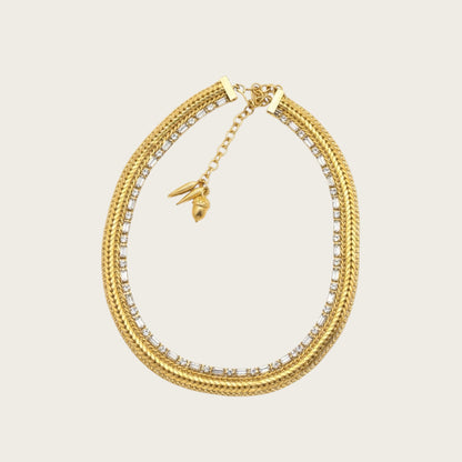 Vintage Hattie Carnegie Signed RhinestoneHattie Carnegie Multi-Strand Gold-Tone & Rhinestone Choker Necklace, Mid-Century