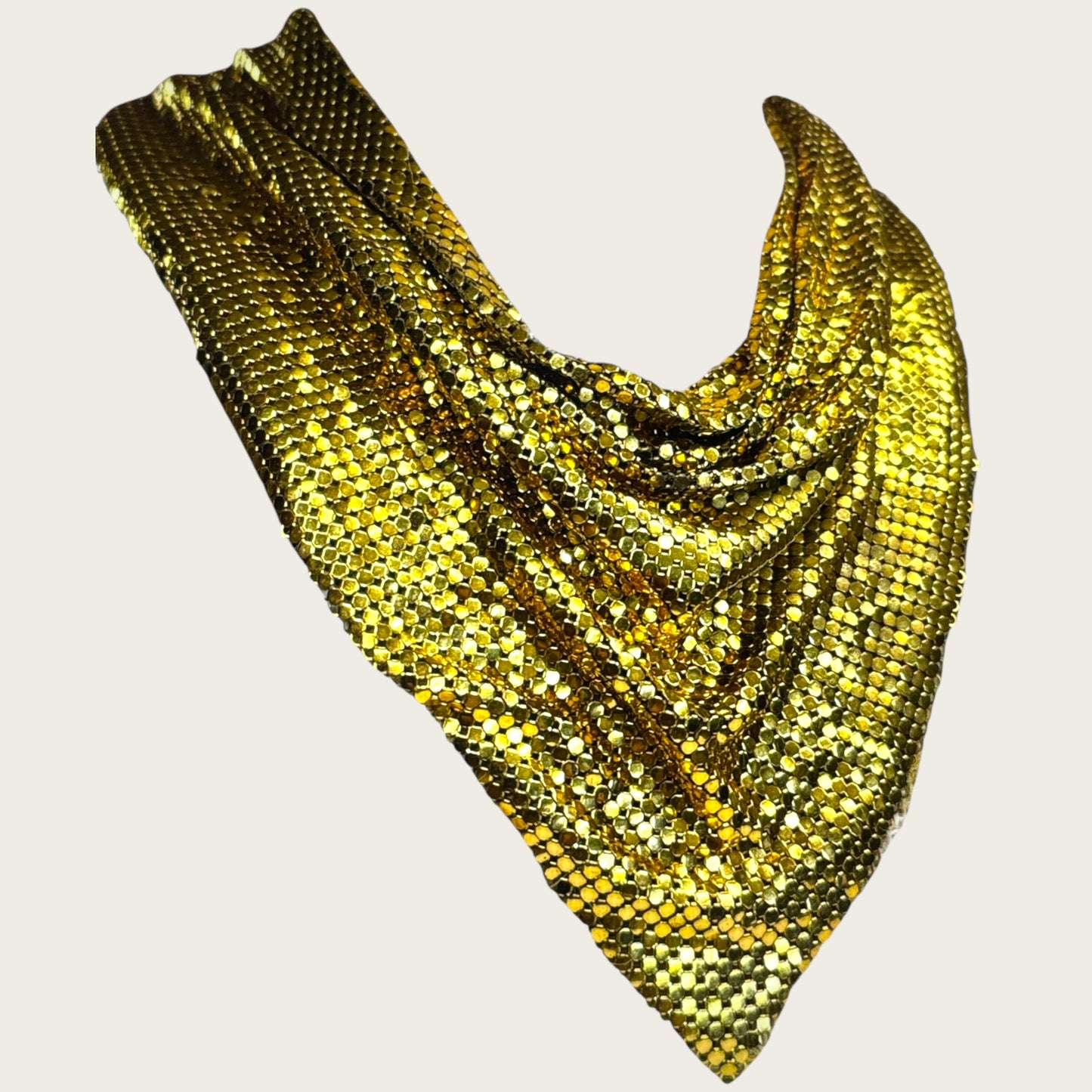 Vintage 1970s Whiting & Davis Gold Mesh Bib Necklace – Couture Statement Collar