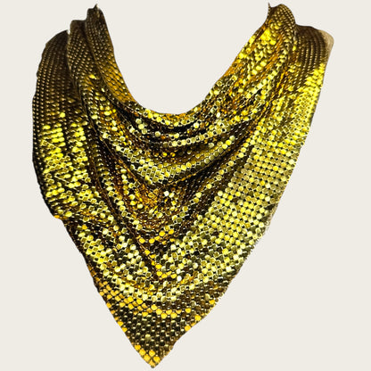Vintage 1970s Whiting & Davis Gold Mesh Bib Necklace – Couture Statement Collar