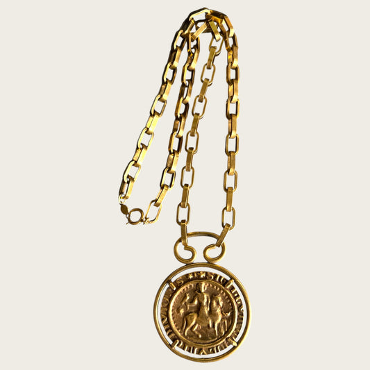 Accessocraft NYC Gold Medallion Statement Necklace