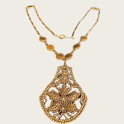Vintage Accessocraft N.Y.C. Renaissance Revival Shield Pendant Necklace