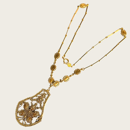 Vintage Accessocraft N.Y.C. Renaissance Revival Shield Pendant Necklace