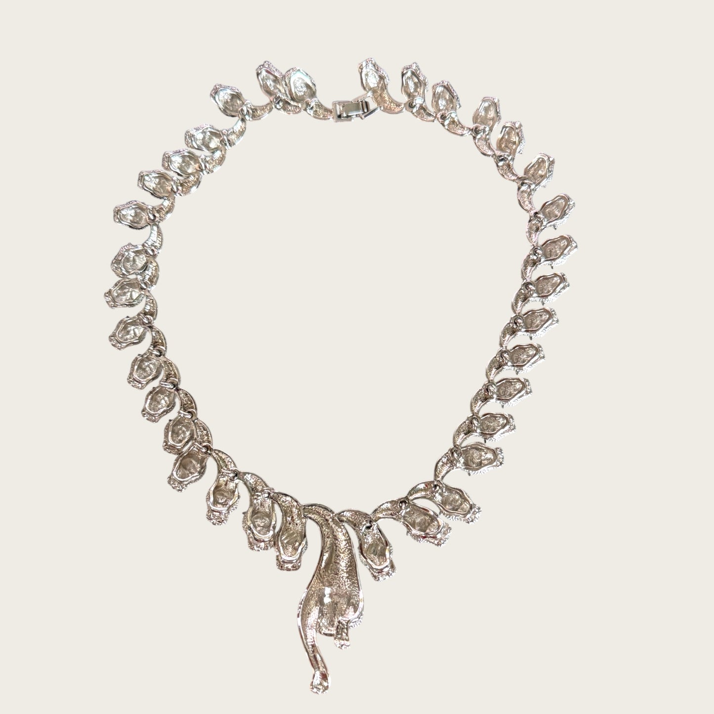 The Sapphire Leopard — Articulated Leopard Necklace & Clip-On Earrings Set (Unsigned, Vintage)