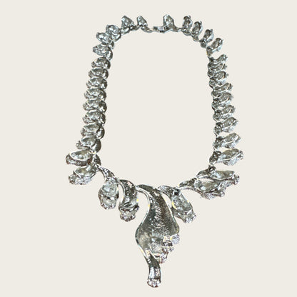 The Sapphire Leopard — Articulated Leopard Necklace & Clip-On Earrings Set (Unsigned, Vintage)