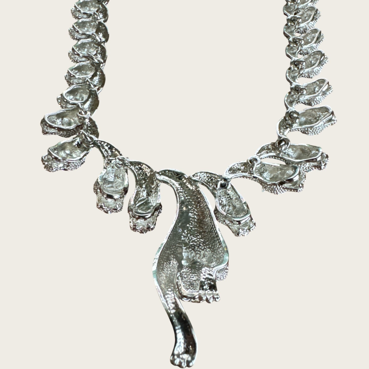 The Sapphire Leopard — Articulated Leopard Necklace & Clip-On Earrings Set (Unsigned, Vintage)