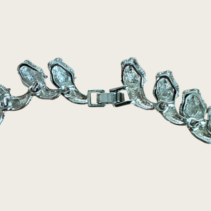 The Sapphire Leopard — Articulated Leopard Necklace & Clip-On Earrings Set (Unsigned, Vintage)