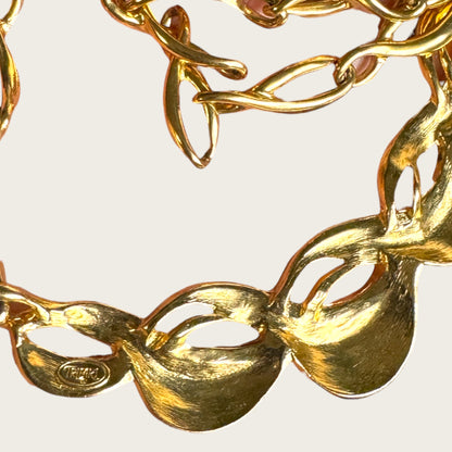 Vintage Trifari Cream Enamel Wave Collar Necklace