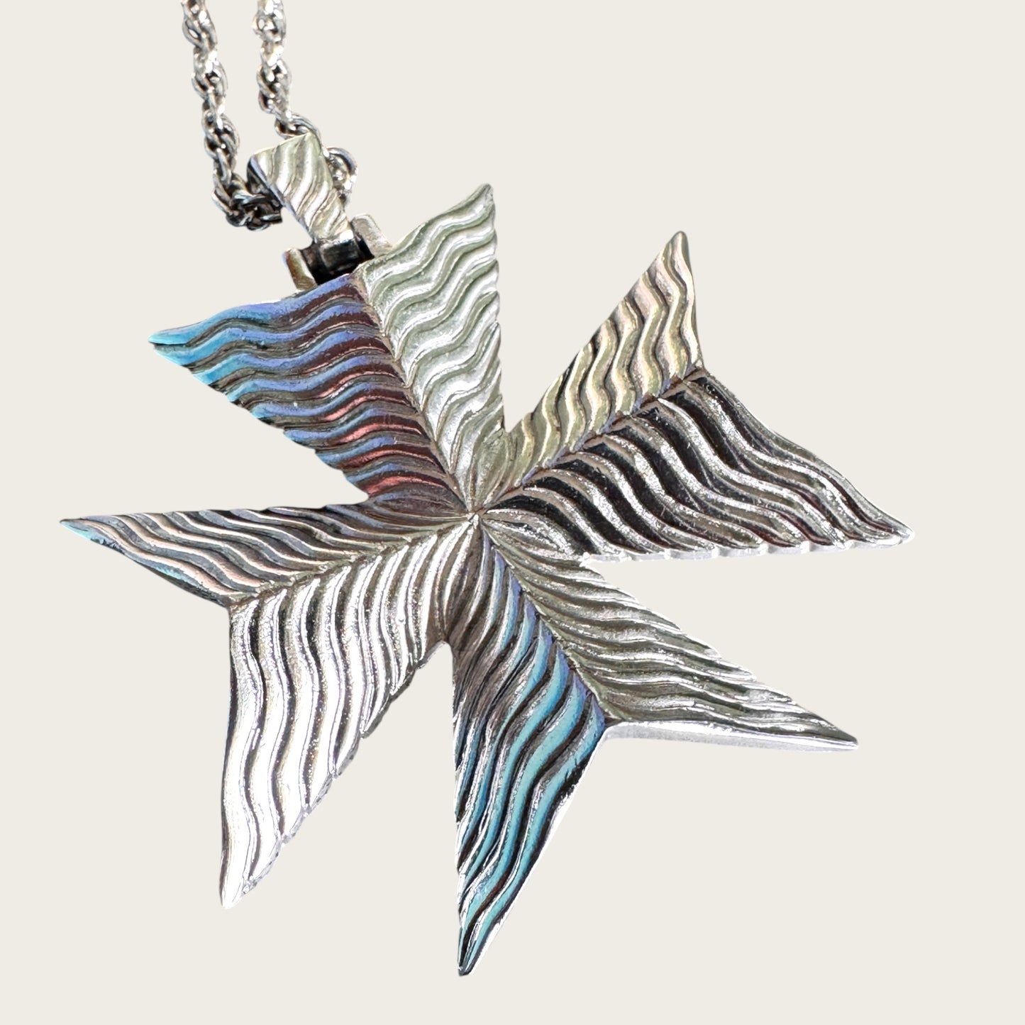 Vintage Trifari Maltese Cross Pendant Necklace – Sculptural Silver-Tone Statement