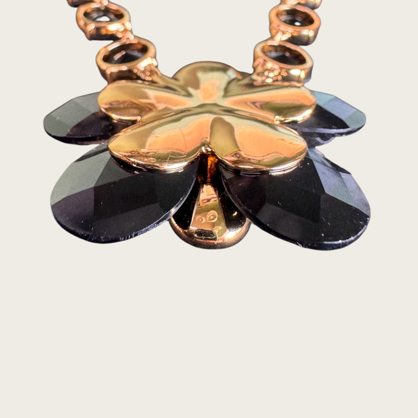 Kate Spade New York Black Floral Rivoli Statement Necklace – Sculptural Lucite & Crystal Design