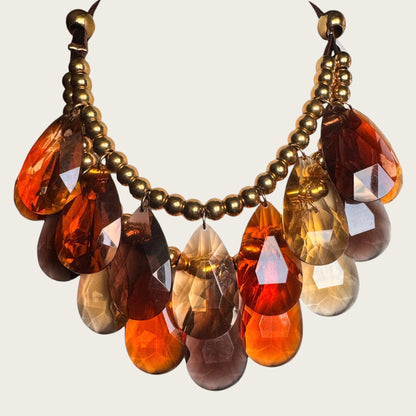 Joan Rivers Smoky Quartz, Amber & Topaz Lucite Teardrop Statement Necklace