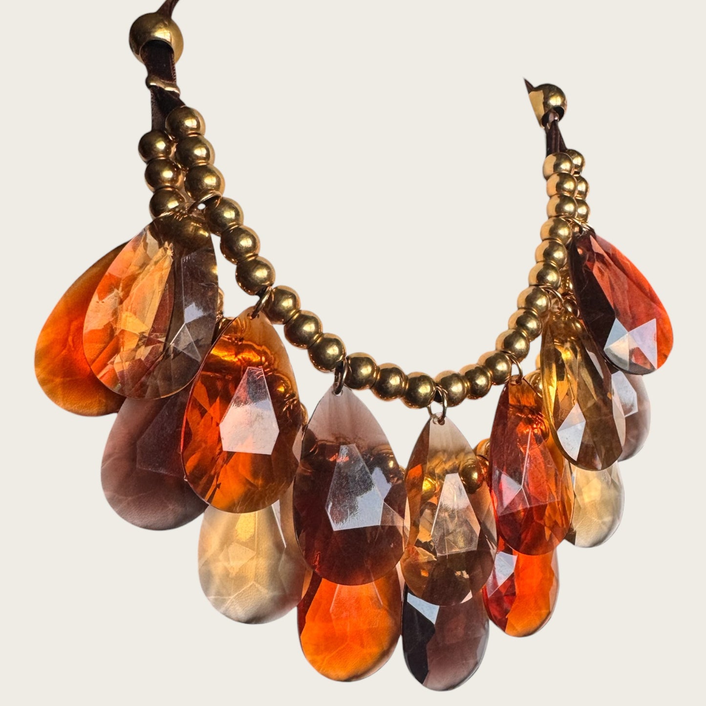 Joan Rivers Smoky Quartz, Amber & Topaz Lucite Teardrop Statement Necklace