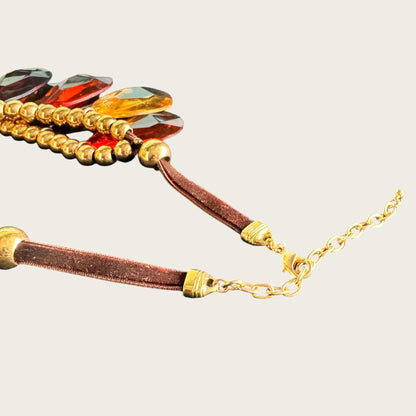 Joan Rivers Smoky Quartz, Amber & Topaz Lucite Teardrop Statement Necklace