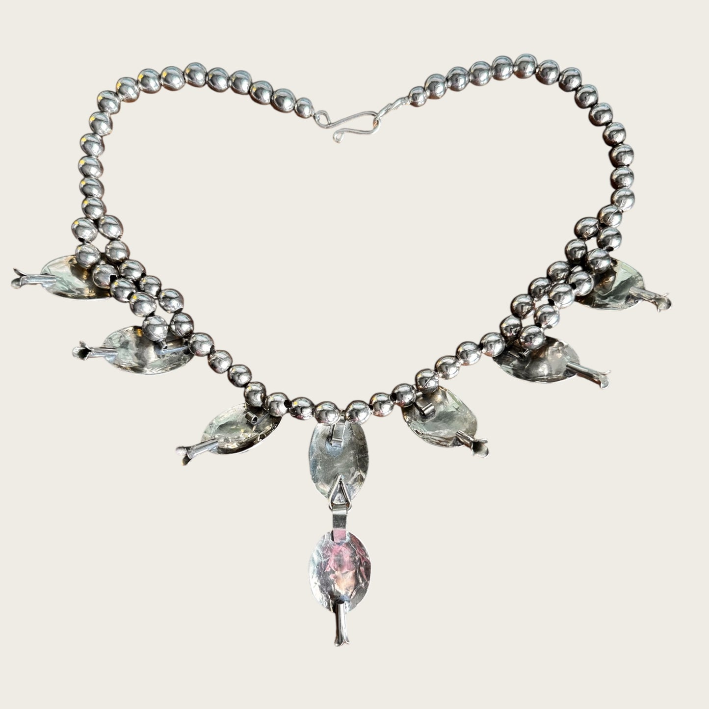 Vintage Artisan Genuine Amethyst Squash Blossom Style Necklace