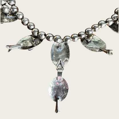 Vintage Artisan Genuine Amethyst Squash Blossom Style Necklace
