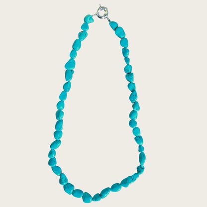 Vintage Stabilized Turquoise Nugget Necklace – Hand-Strung Natural Stone Beads with Toggle Closure