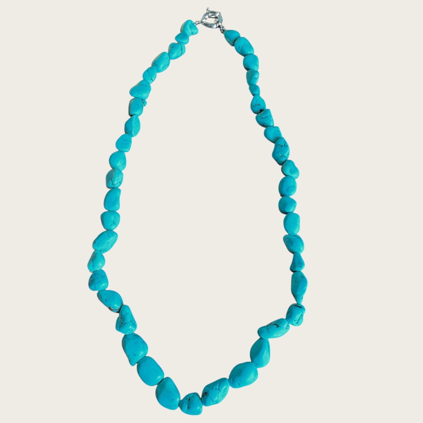 Vintage Stabilized Turquoise Nugget Necklace – Hand-Strung Natural Stone Beads with Toggle Closure