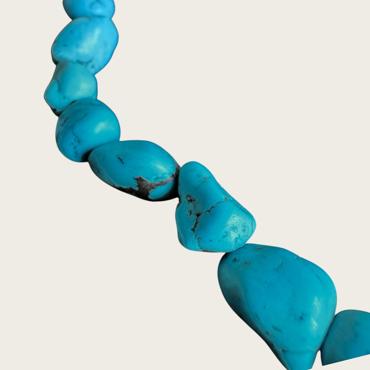 Vintage Stabilized Turquoise Nugget Necklace – Hand-Strung Natural Stone Beads with Toggle Closure