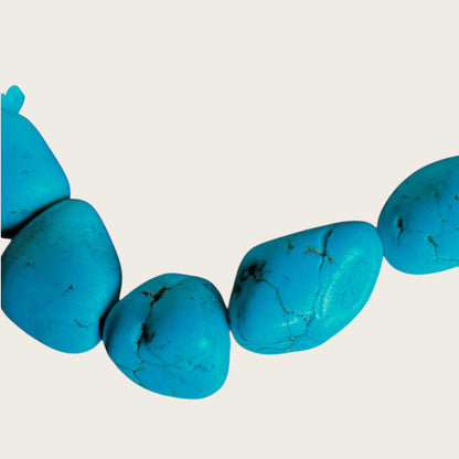 Vintage Stabilized Turquoise Nugget Necklace – Hand-Strung Natural Stone Beads with Toggle Closure