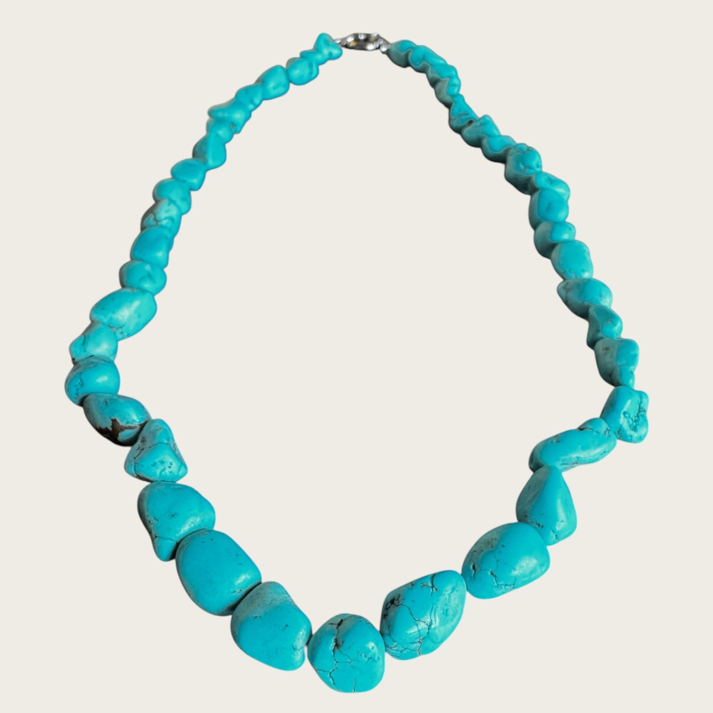 Vintage Stabilized Turquoise Nugget Necklace – Hand-Strung Natural Stone Beads with Toggle Closure