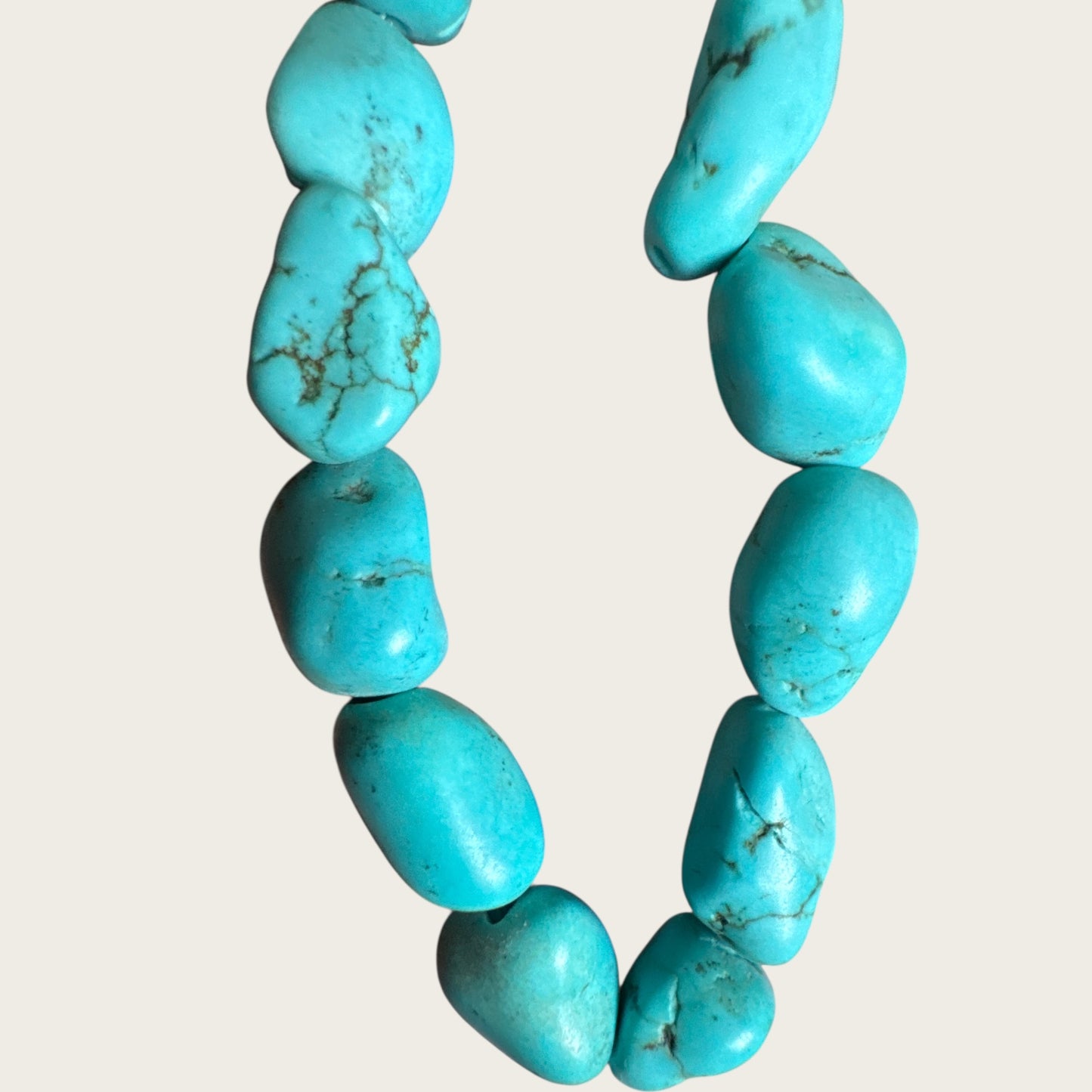 Vintage Stabilized Turquoise Nugget Necklace – Hand-Strung Natural Stone Beads with Toggle Closure