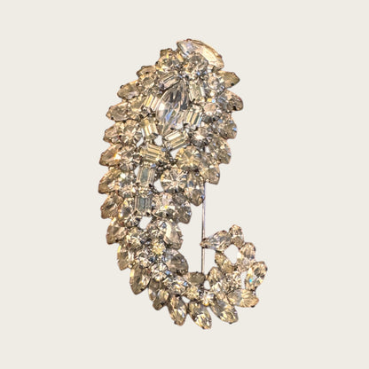 Vogue Jewelry Rhinestone Paisley Brooch – Domed Multi-Cut Crystal Statement