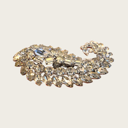 Vogue Jewelry Rhinestone Paisley Brooch – Domed Multi-Cut Crystal Statement
