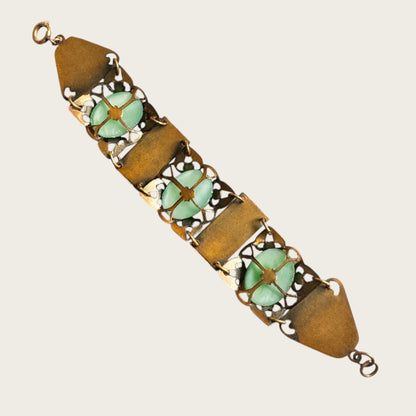 Vintage Chinese Export Peking Glass Filigree Panel Bracelet