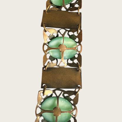 Vintage Chinese Export Peking Glass Filigree Panel Bracelet