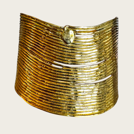 GAS Bijoux Sculptural Ribbed Gold-Tone Cuff