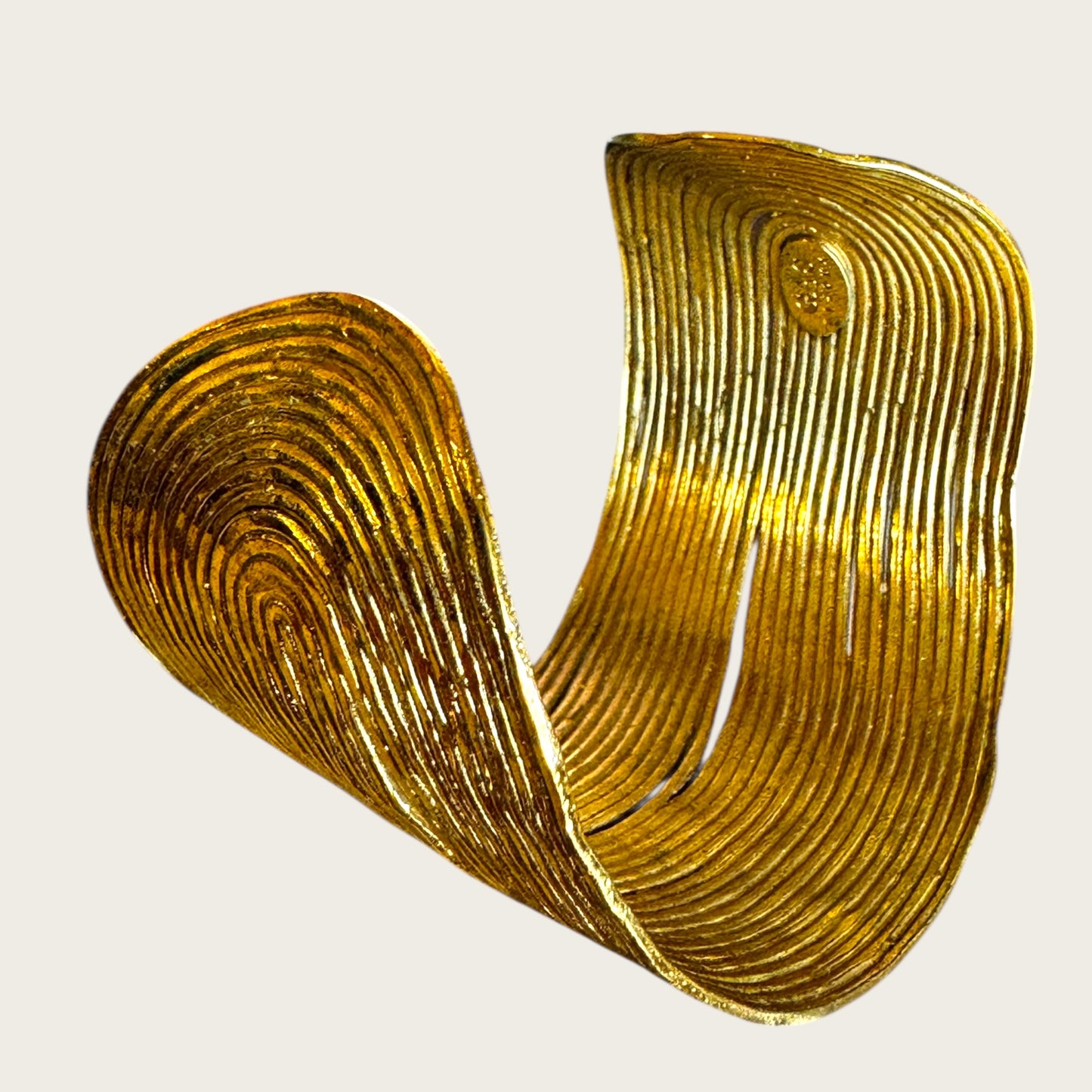 GAS Bijoux Sculptural Ribbed Gold-Tone Cuff
