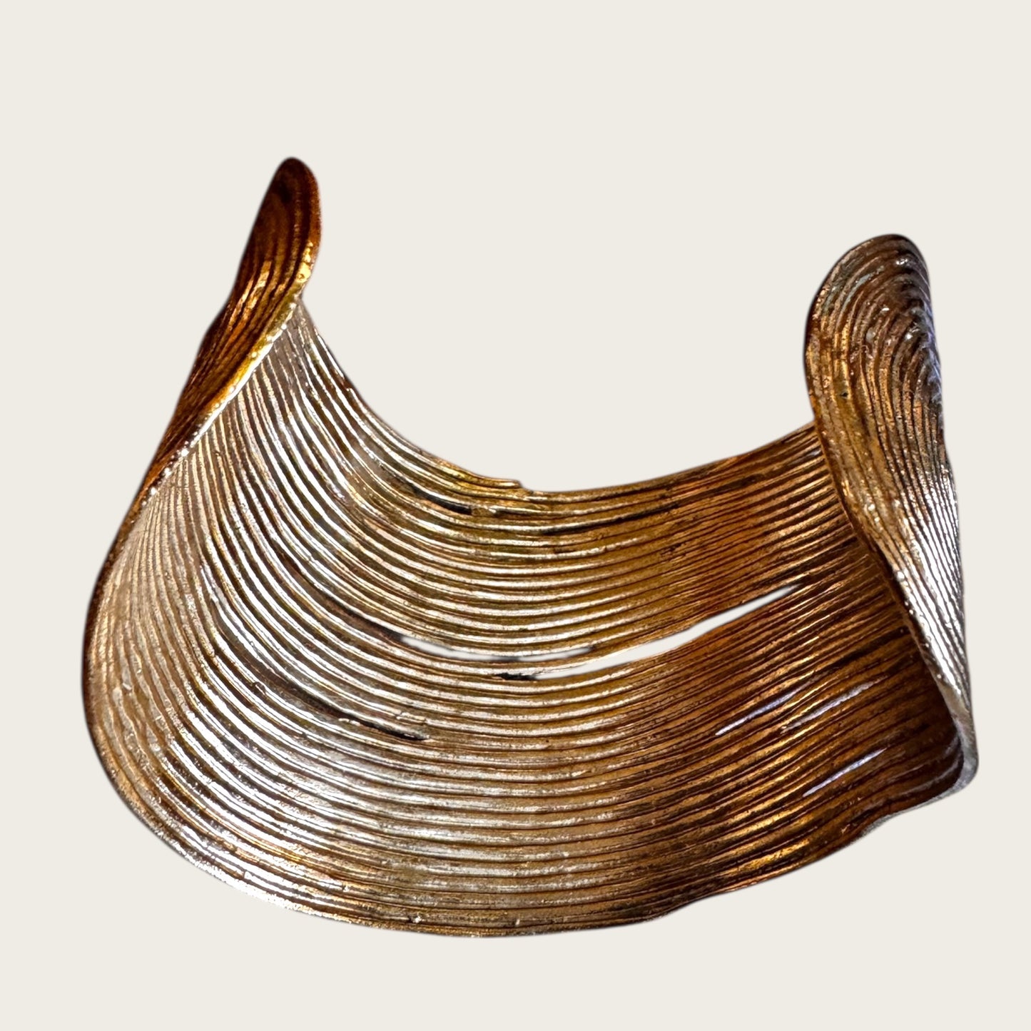 GAS Bijoux Sculptural Ribbed Gold-Tone Cuff