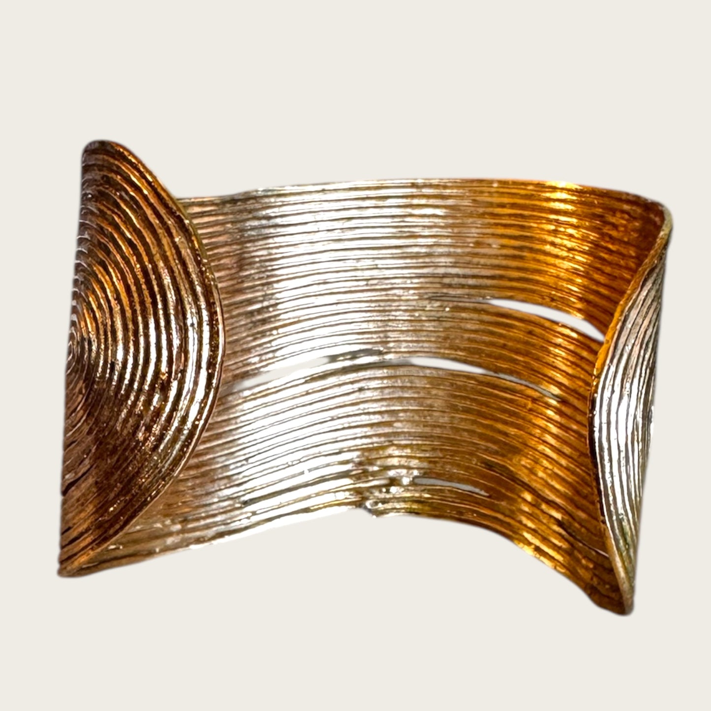 GAS Bijoux Sculptural Ribbed Gold-Tone Cuff