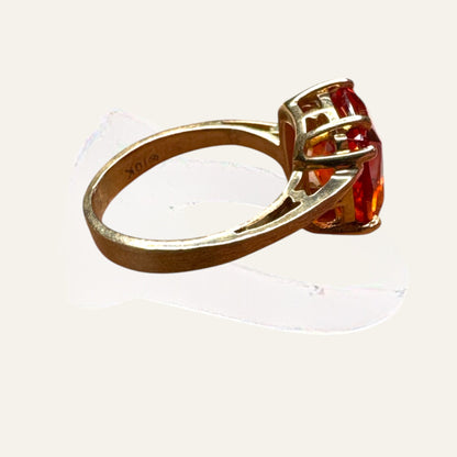 Vintage 10K Gold Fiery Orange Lab-Grown Spinel Ring