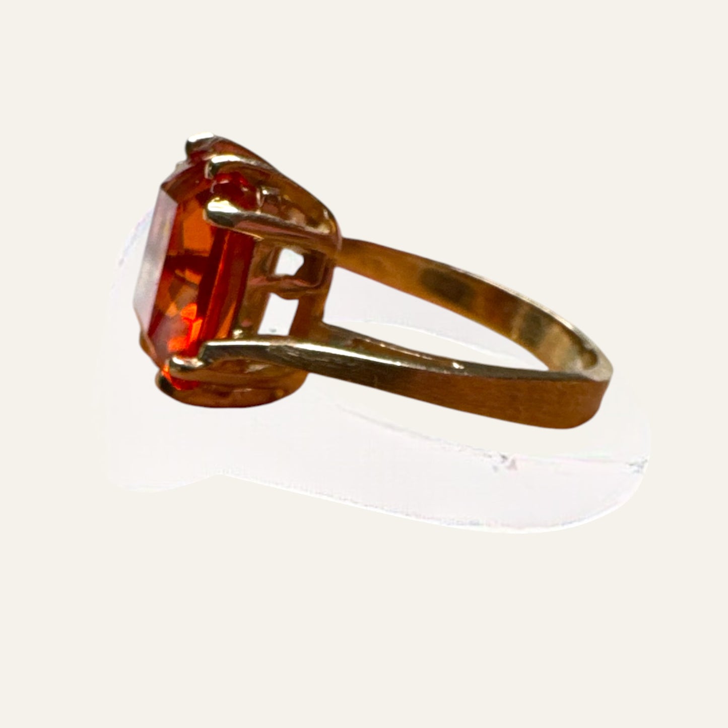 Vintage 10K Gold Fiery Orange Lab-Grown Spinel Ring