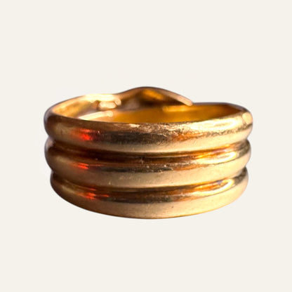 Vintage 14K Gold Serpent Wrap Ring with Emerald Eyes – Size 8