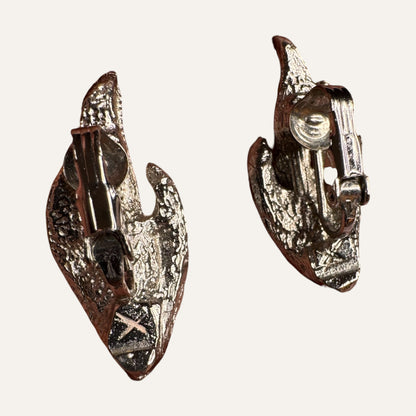 Vintage Articulated Silver-Tone Leaf Lariat Necklace & Earring Set