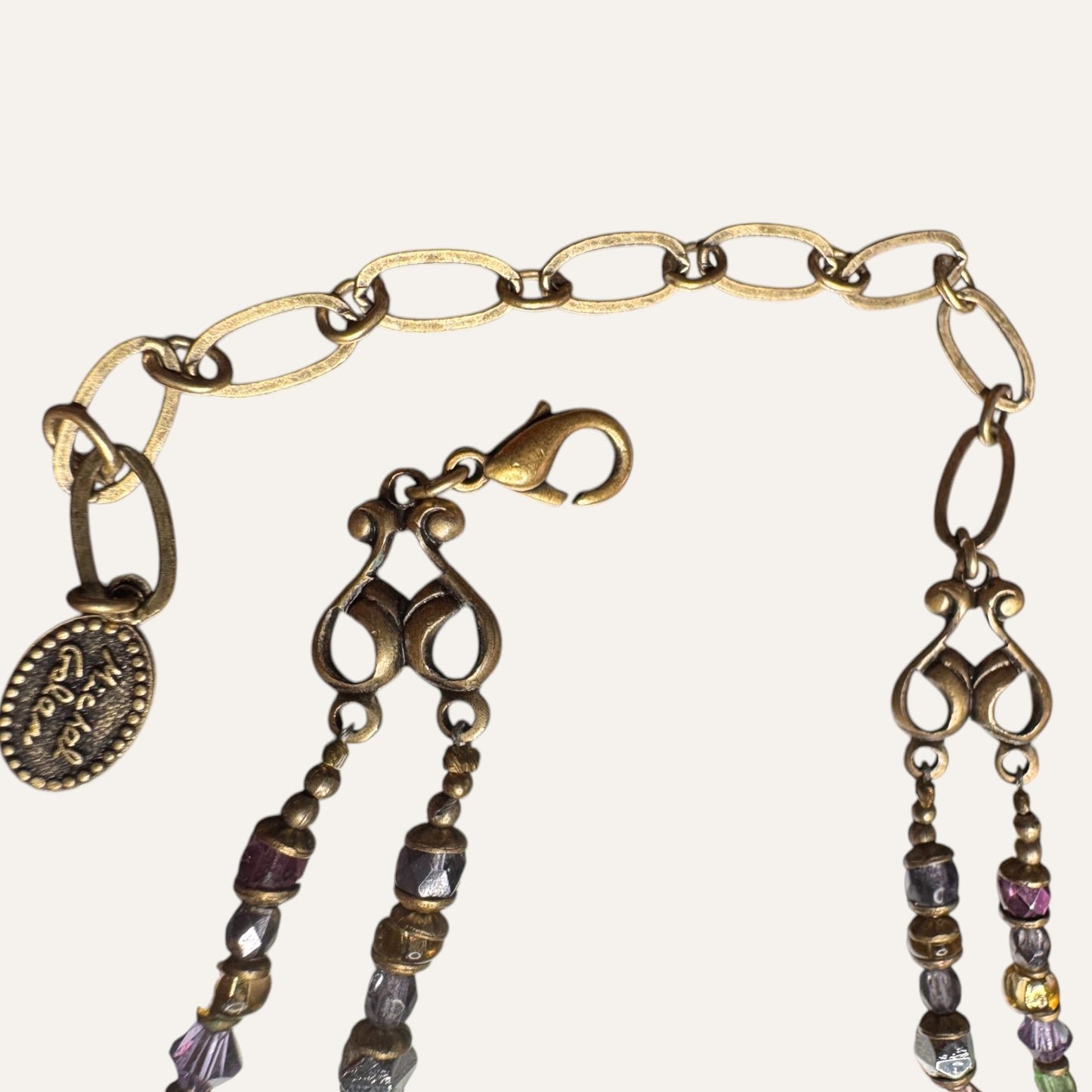 Michal Golan Artisan Mosaic Pendant Necklace – Natural Pearls, Glass, Mixed Media | Double Strand Statement