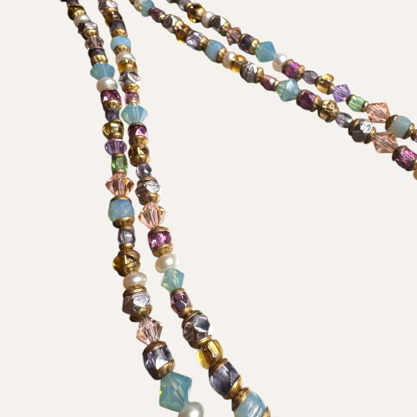 Michal Golan Artisan Mosaic Pendant Necklace – Natural Pearls, Glass, Mixed Media | Double Strand Statement