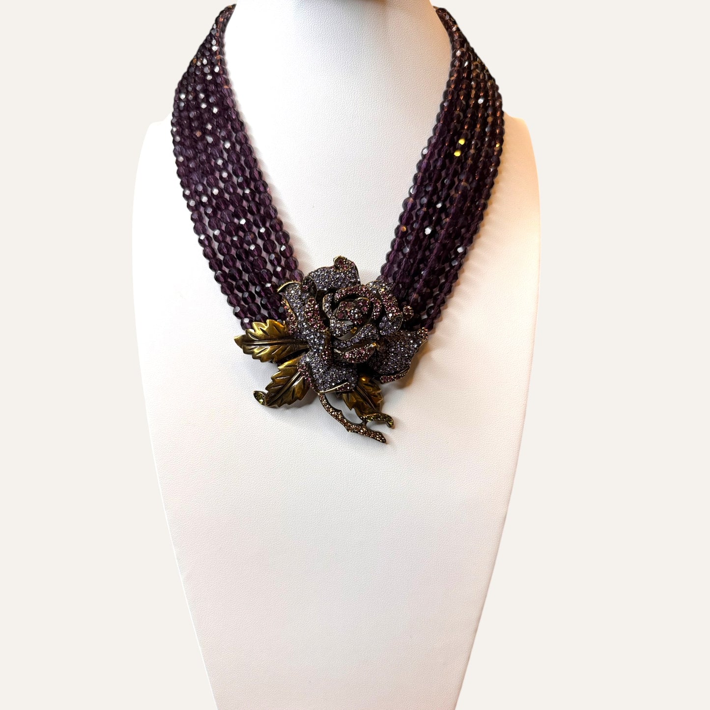 Heidi Daus Midnight Rose Cascade Multi-Strand Crystal Necklace