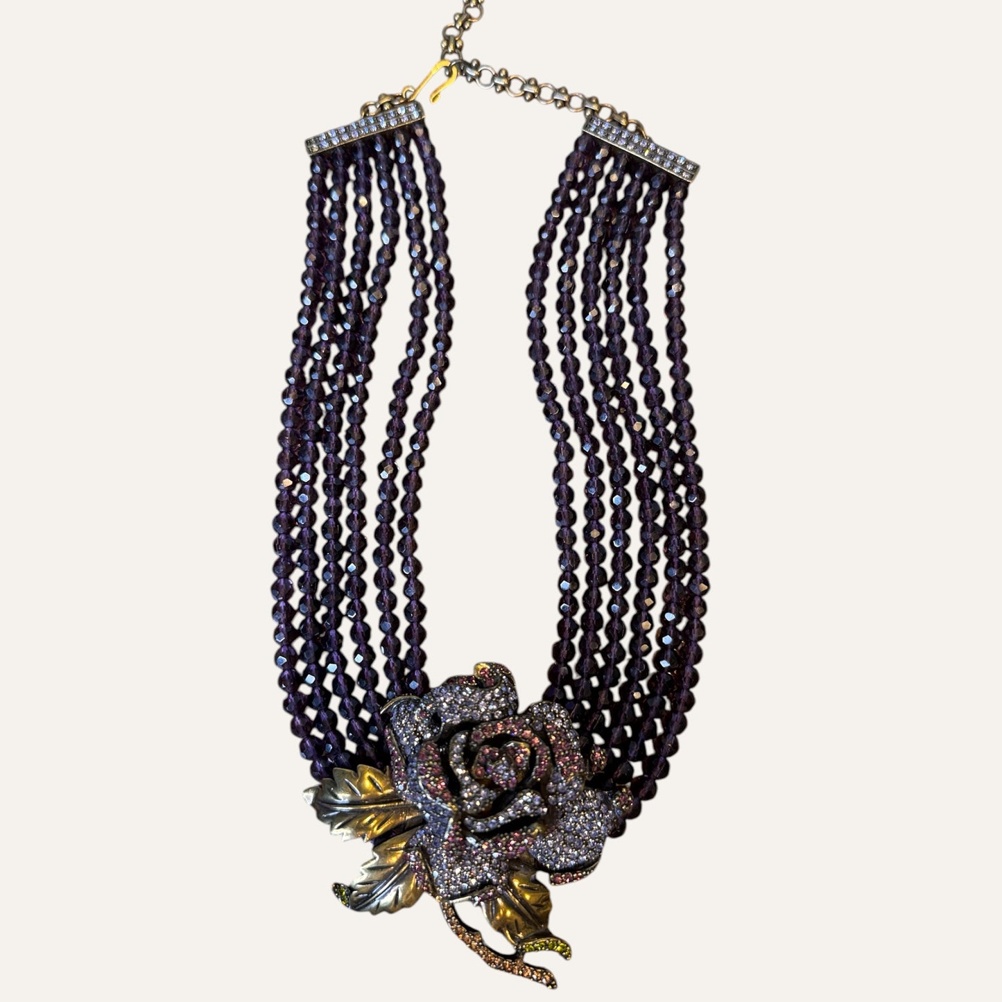 Heidi Daus Midnight Rose Cascade Multi-Strand Crystal Necklace