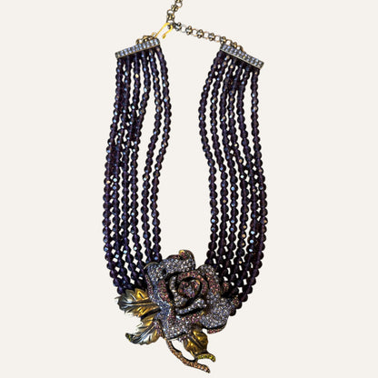 Heidi Daus Midnight Rose Cascade Multi-Strand Crystal Necklace