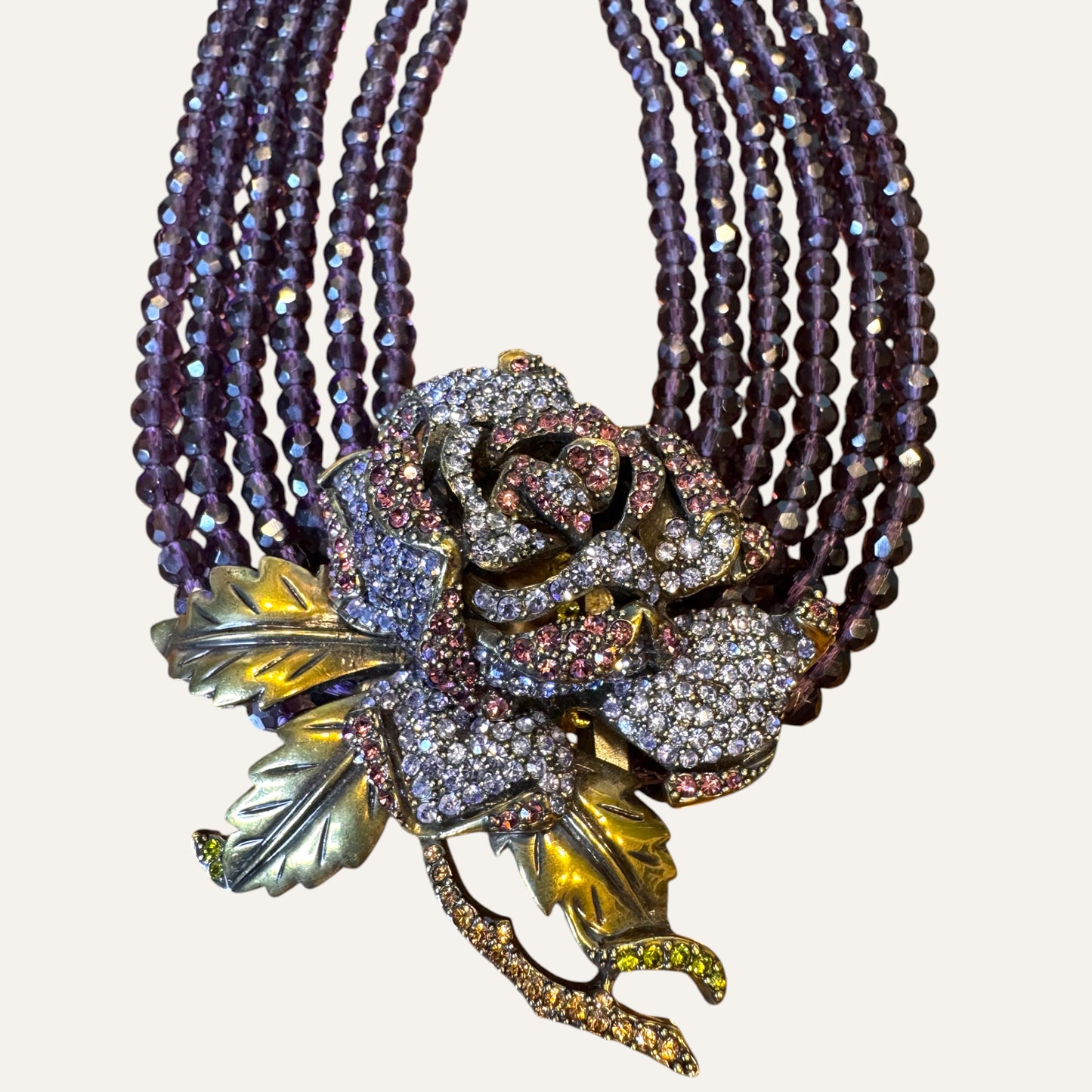 Heidi Daus Midnight Rose Cascade Multi-Strand Crystal Necklace