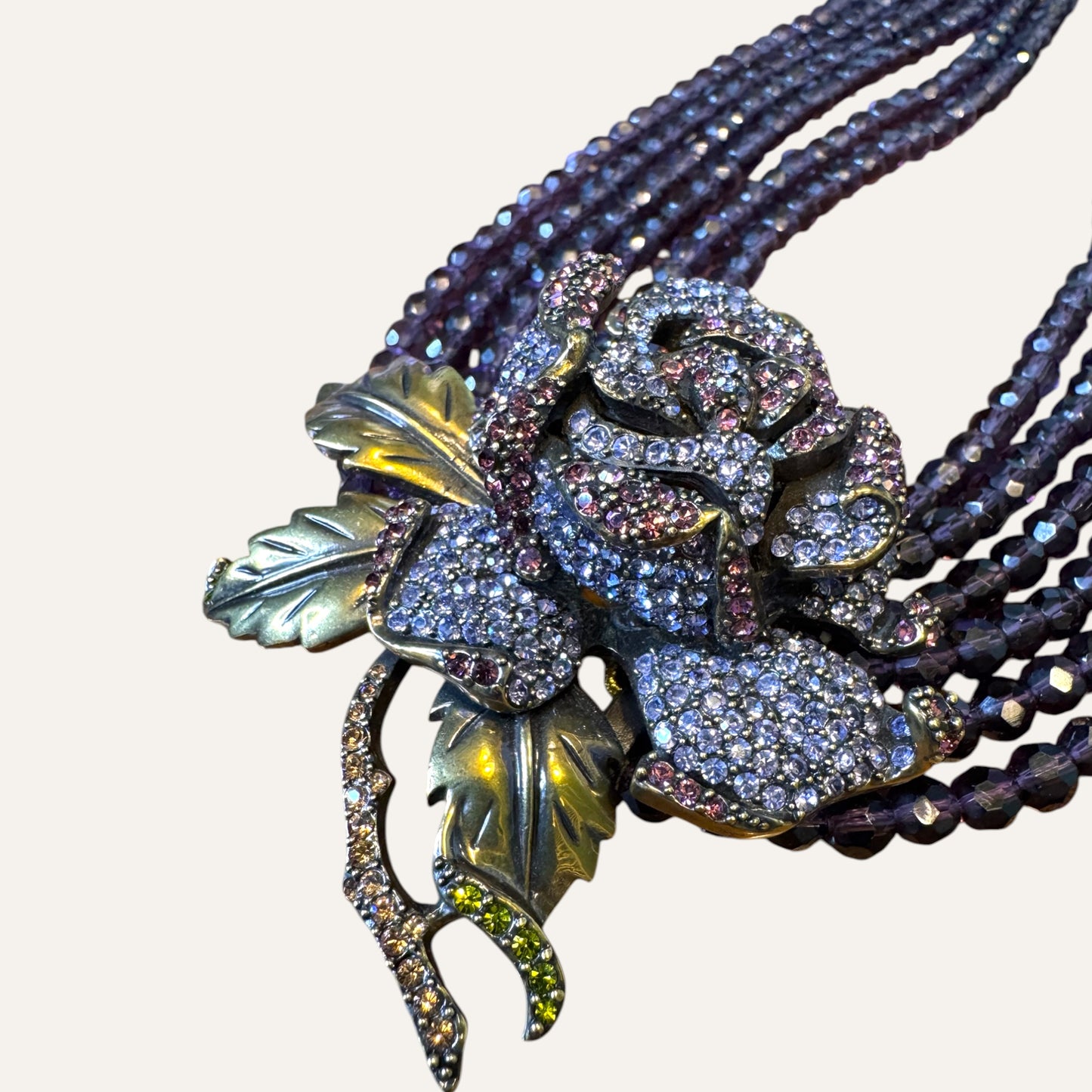 Heidi Daus Midnight Rose Cascade Multi-Strand Crystal Necklace