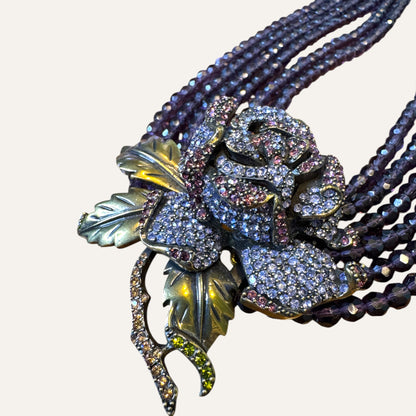 Heidi Daus Midnight Rose Cascade Multi-Strand Crystal Necklace