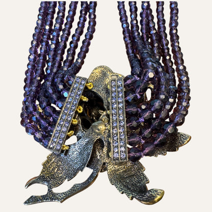 Heidi Daus Midnight Rose Cascade Multi-Strand Crystal Necklace