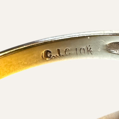 Vintage 10K Multi-Gemstone Baguette 10K Gold Band Ring