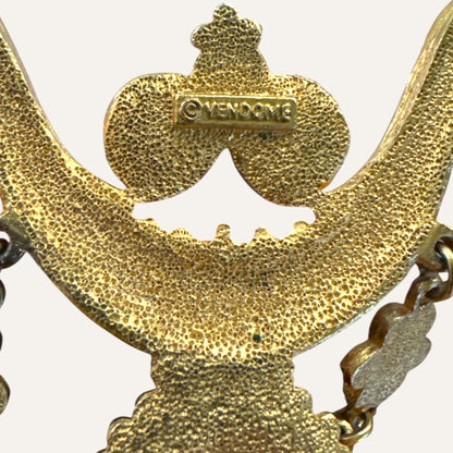 Vintage Vendôme Sculptural Bib Necklace – Gold-Tone Revival Drop Statement