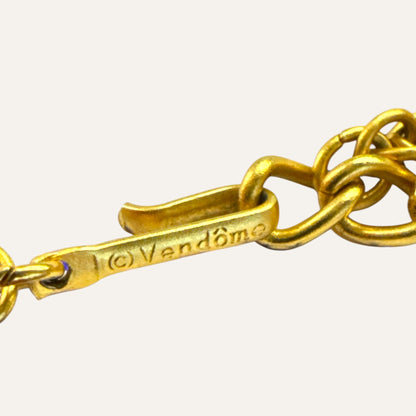 Vintage Vendôme Sculptural Bib Necklace – Gold-Tone Revival Drop Statement