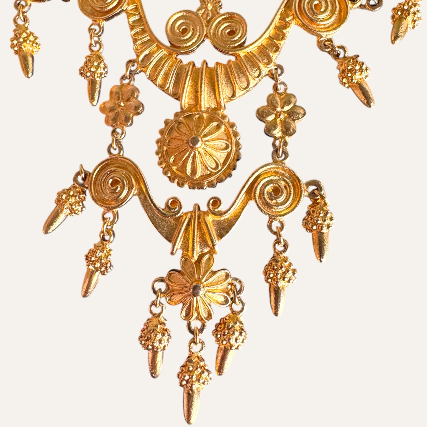 Vintage Vendôme Sculptural Bib Necklace – Gold-Tone Revival Drop Statement