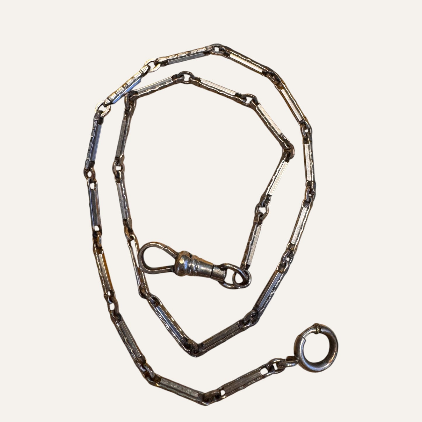 Vintage Bates & Bacon Watch Fob Chain – Silver-Tone